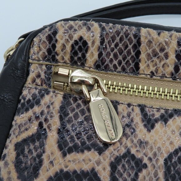 Cole Haan Python Snakeskin Print Genuine Leather Black Wristlet Handbag Purse - Picture 2 of 11